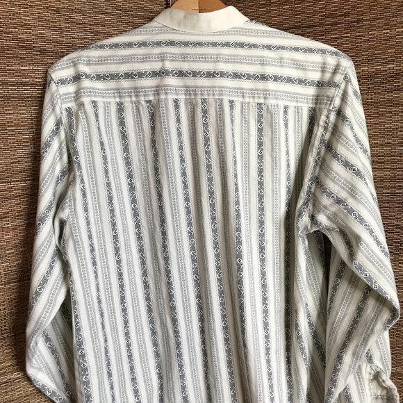 Wah Maker Nehru Collar Button-Down Shirt: Vintage 80s Paisley Navy White Size M - Picture 7 of 10